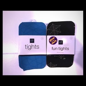 🧦GAP KIDS teal blue & 🎃 tights (lot of 2) NWT